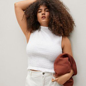 NEW! Everlane Smocked White Tank Top Size M